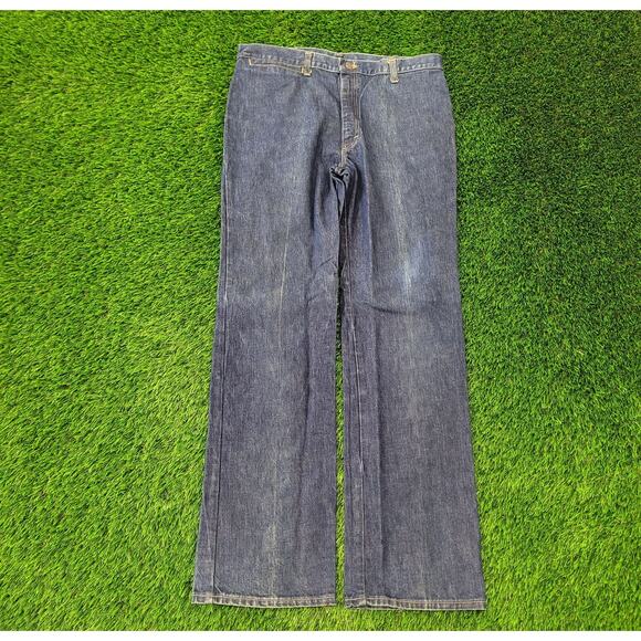 Vintage 60s LEE Bootcut Jeans 36x34 Creased TALON Dark-Wash - Picture 1 of 16